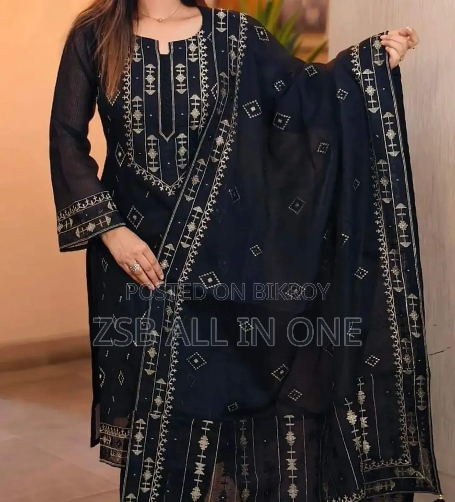 ব্লক প্রিন্ট থ্রি পিস
