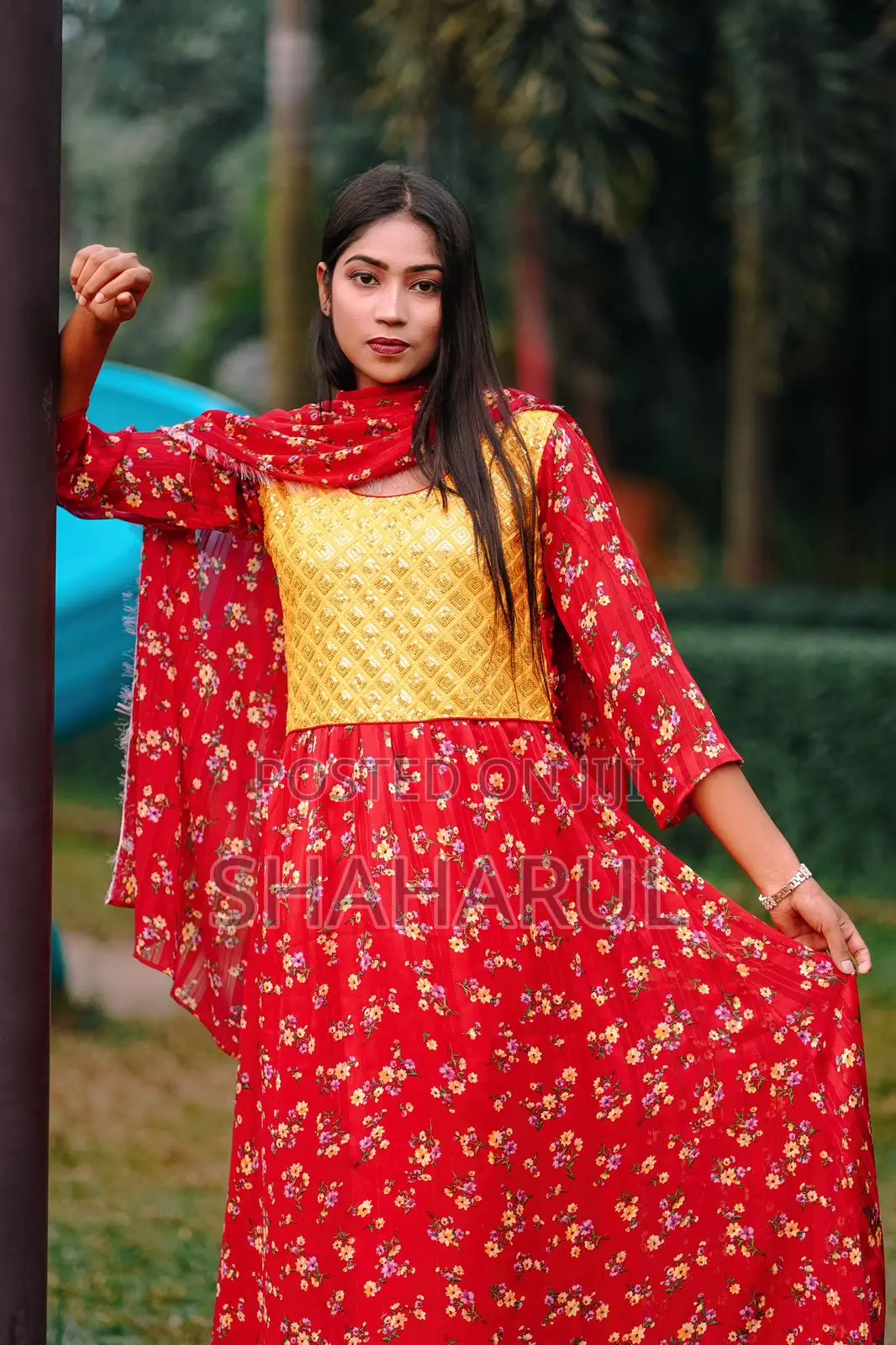 China Georgette Gown Three Piece