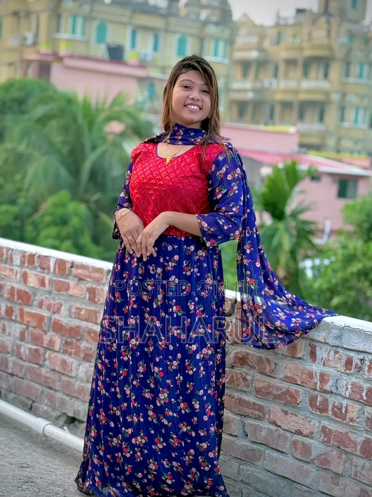 China Georgette Gown Three Piece