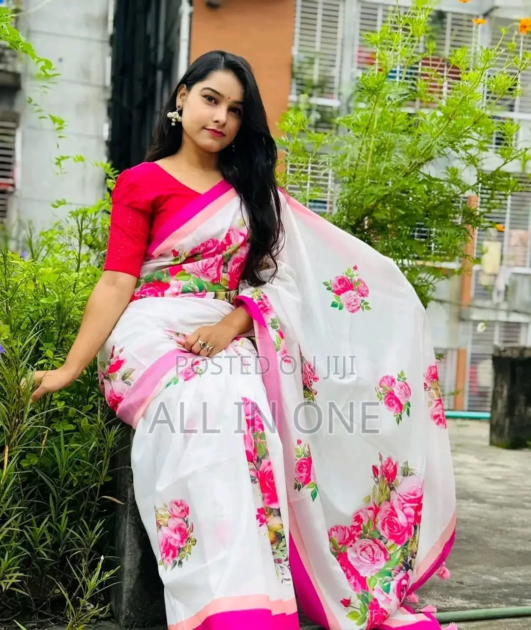 Digital Print Sharee With Blause PCS Ttyu Edrf Ewrds