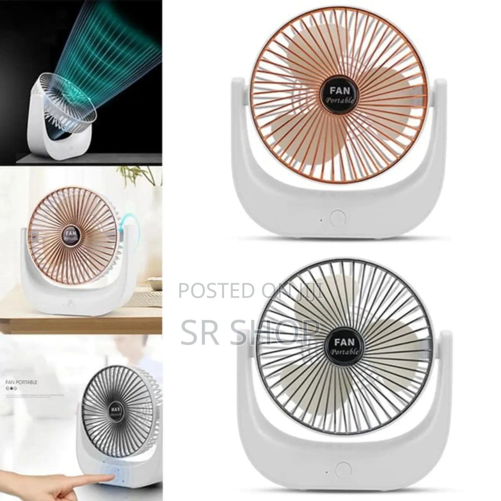 Desktop Mini Fan, Wide Angle Portable Rechargeable Desk Fan