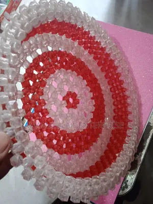 Round, Handcrafted Beaded Bucket ,