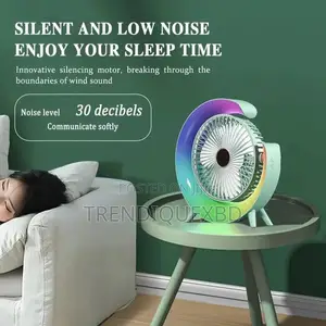 Photo - Portable Mini Desktop Fan – Usb Rechargeable With Led Lights