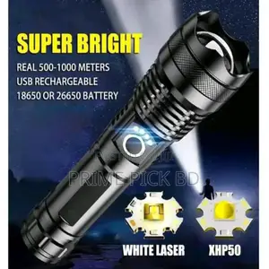 Photo - Rechargeable Waterproof Zoom Led Flashlight Usb Torch Light (Xhp 50)