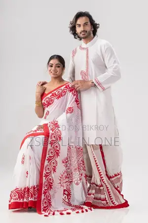 Sharee Panjabi Couple Set With Blouse Piece Pujar Jonno