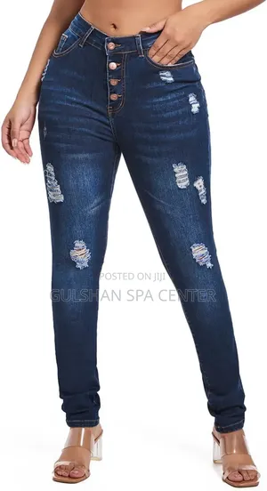 Fisclosin Women’S Ripped Stretch Mid Waist Jeans