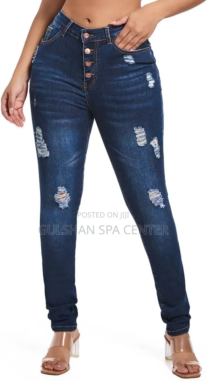 Fisclosin Women’S Ripped Stretch Mid Waist Jeans