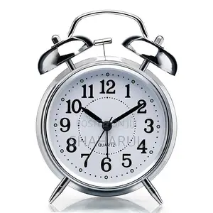 Big Round Cooper Metal Twin Bell Alarm Clock (Color Silver)