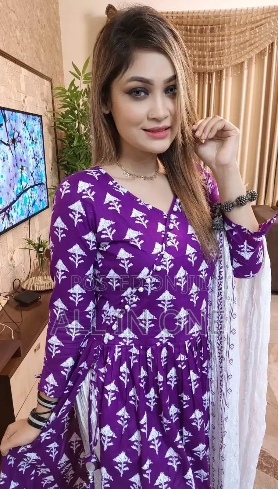 Lilen Printed Three Piece FHG CJN Xyh