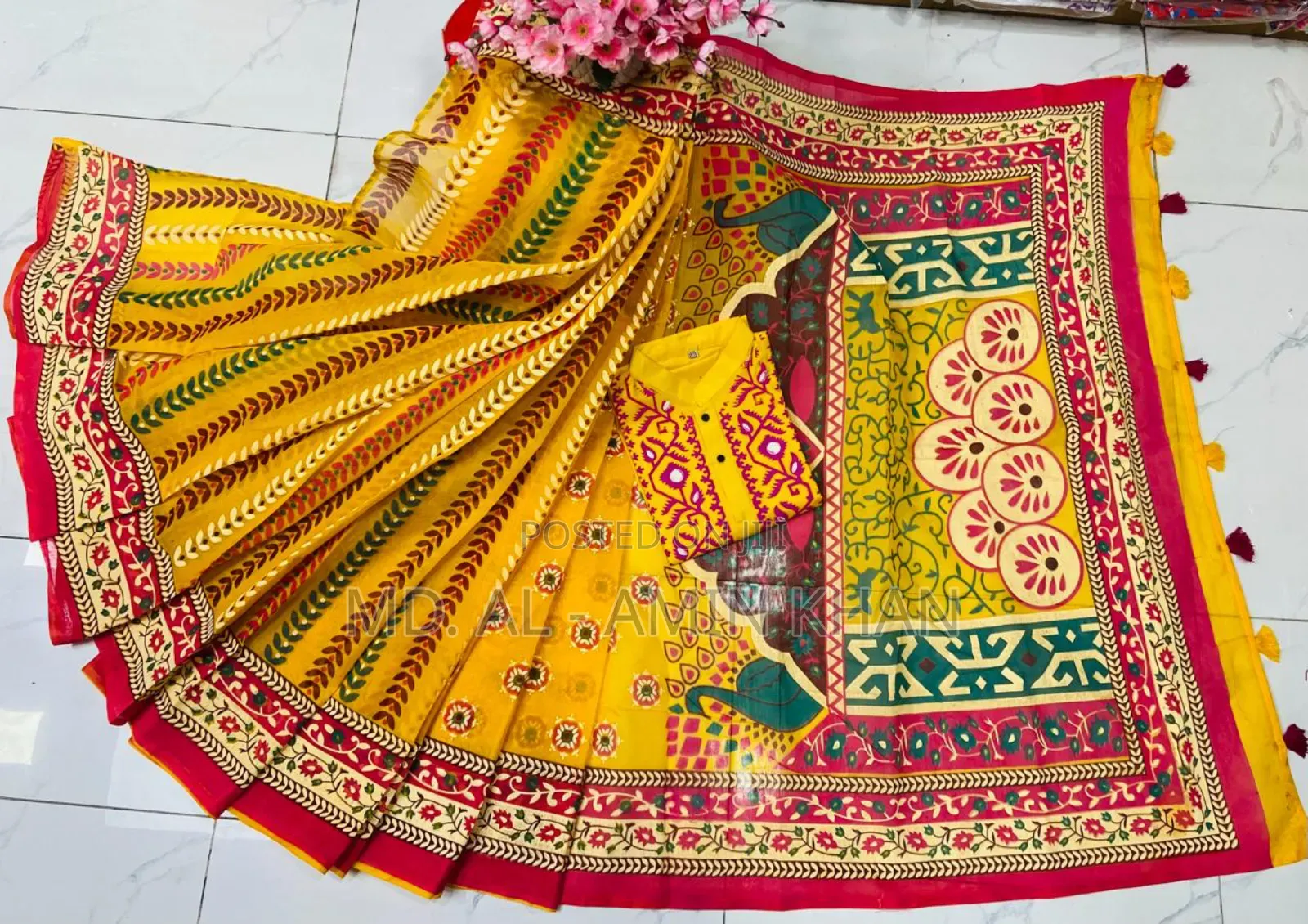 **Half Silk Sharee Cotton Panjabi Couple Set**