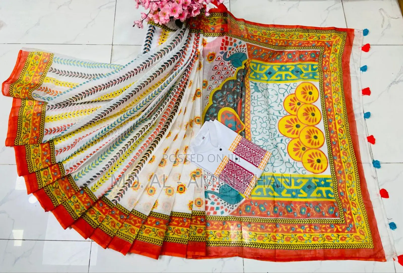 **Half Silk Sharee Cotton Panjabi Couple Set**