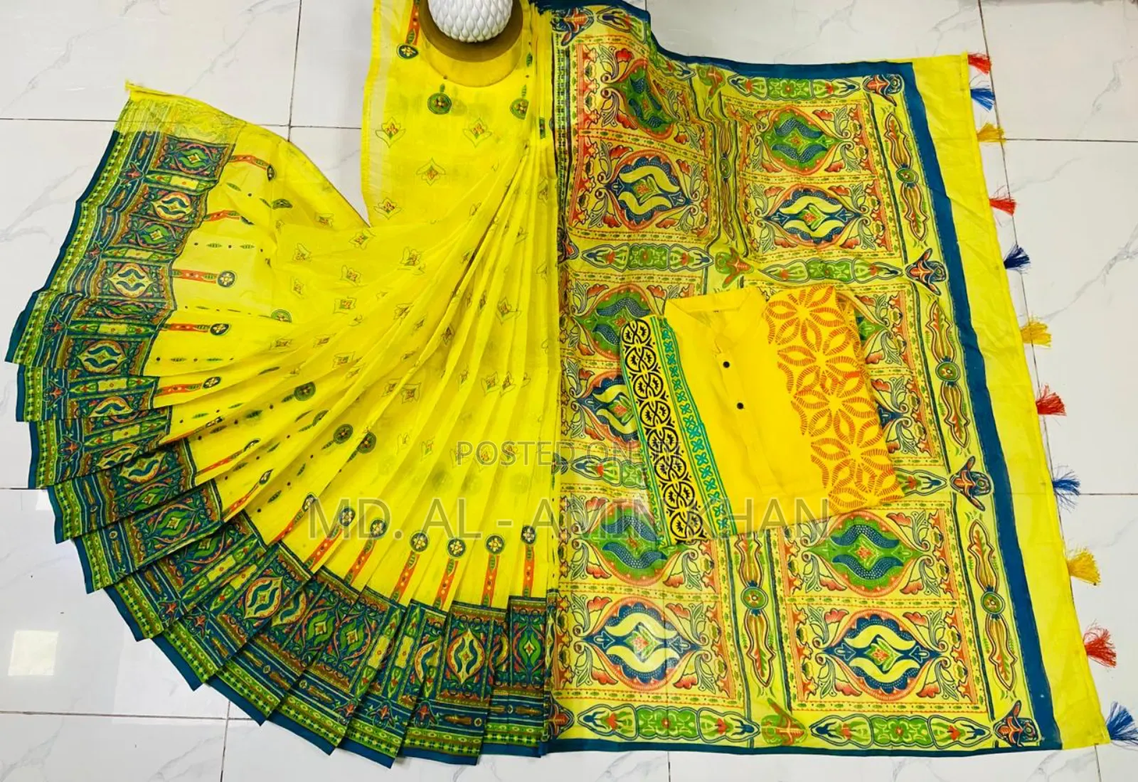 **Half Silk Sharee Cotton Panjabi Couple Set**