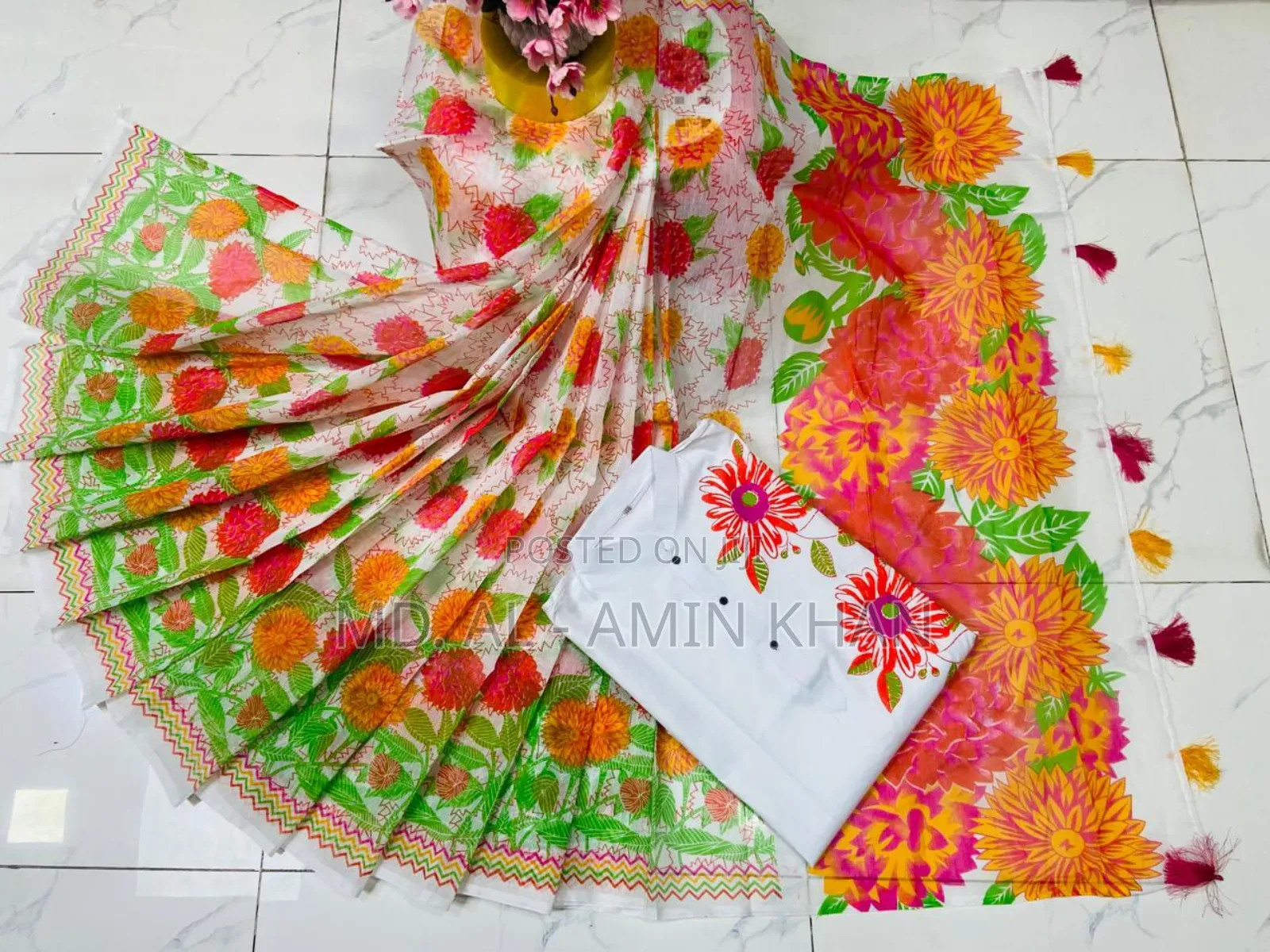 **Half Silk Sharee Cotton Panjabi Couple Set**