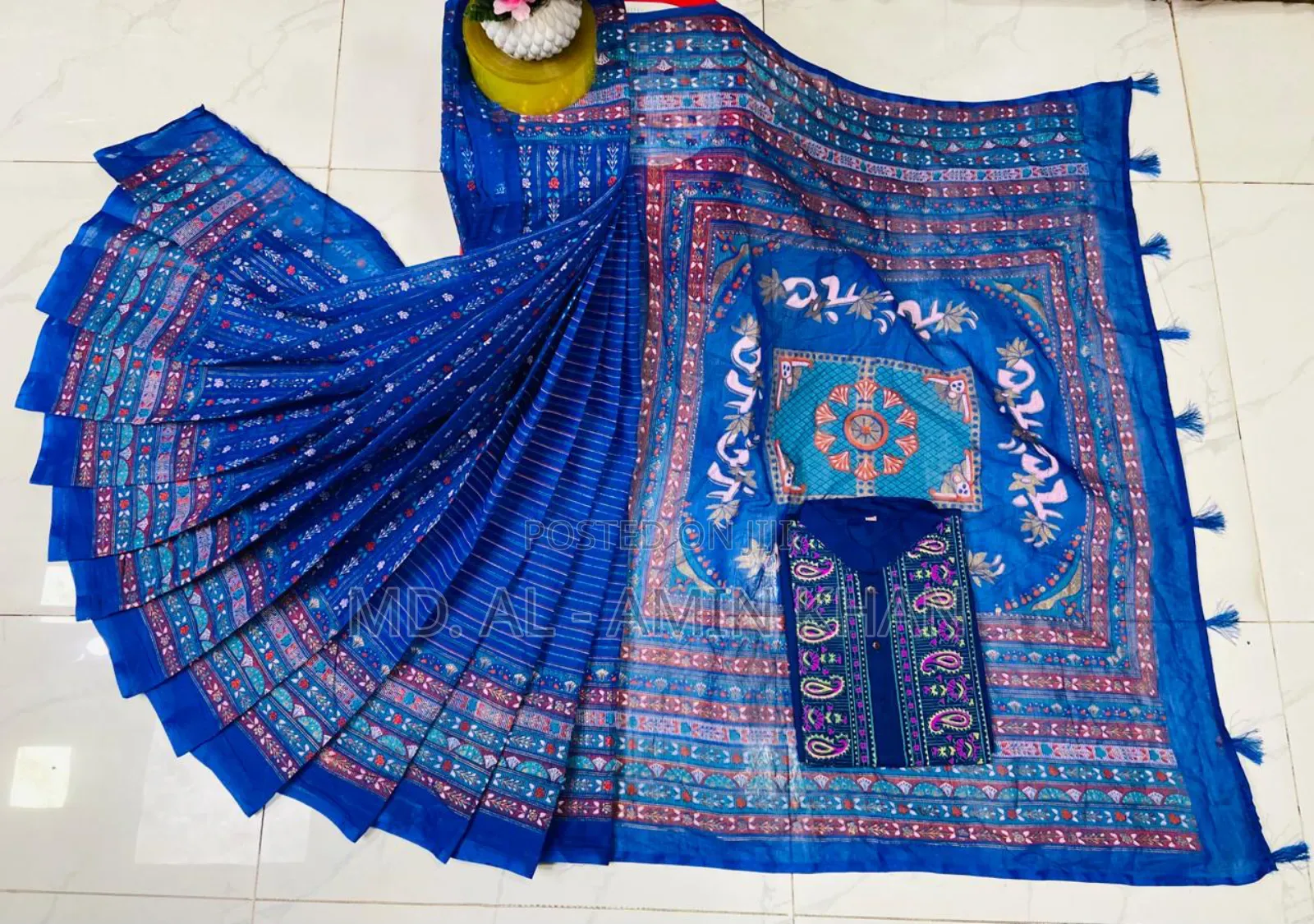 **Half Silk Sharee Cotton Panjabi Couple Set**