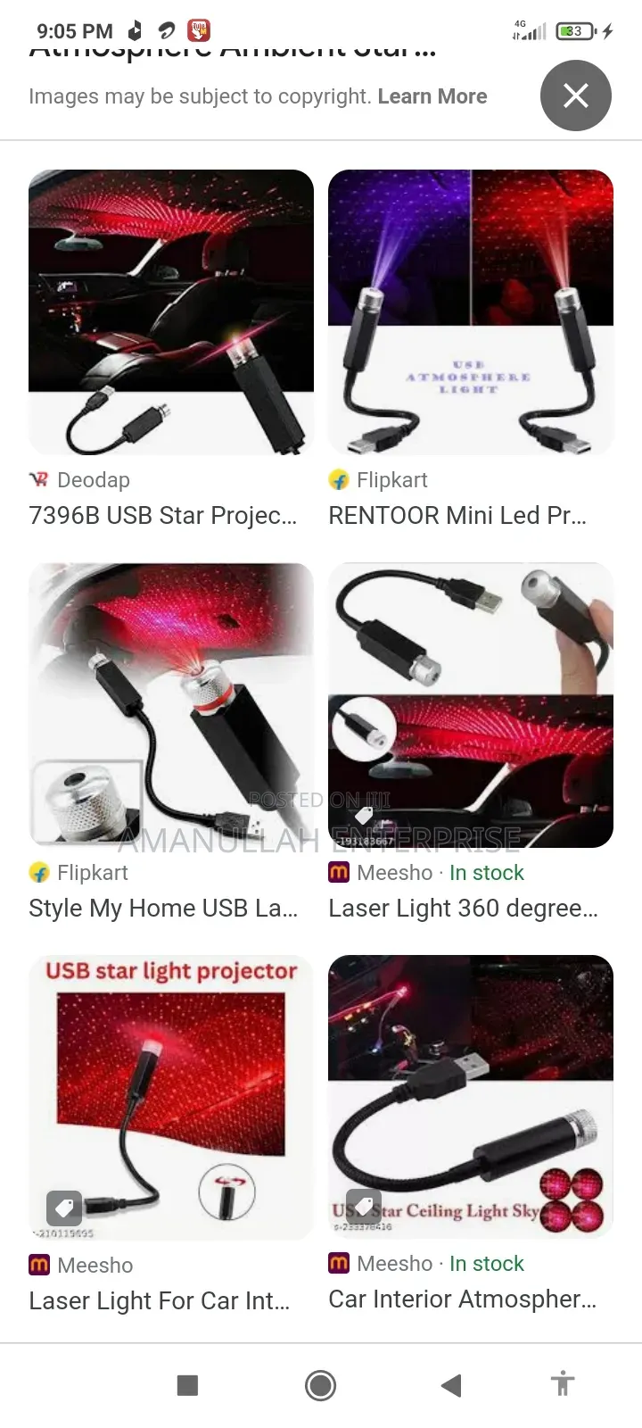 Usb Car Atmosphere Lamp or Star Light, Designed for Creating Ambient.