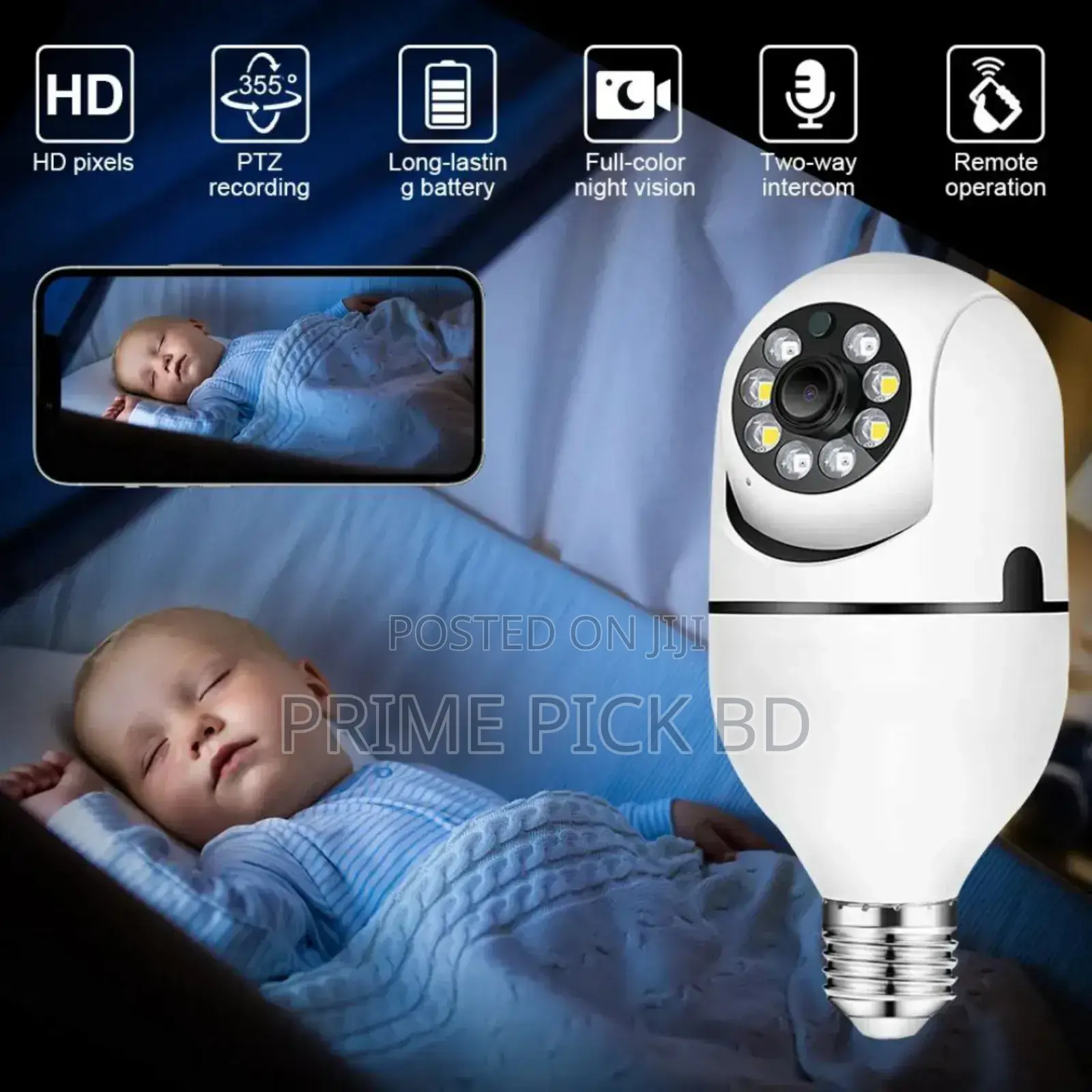 PTZ Bulb Wifi Camera 1mp/2mp