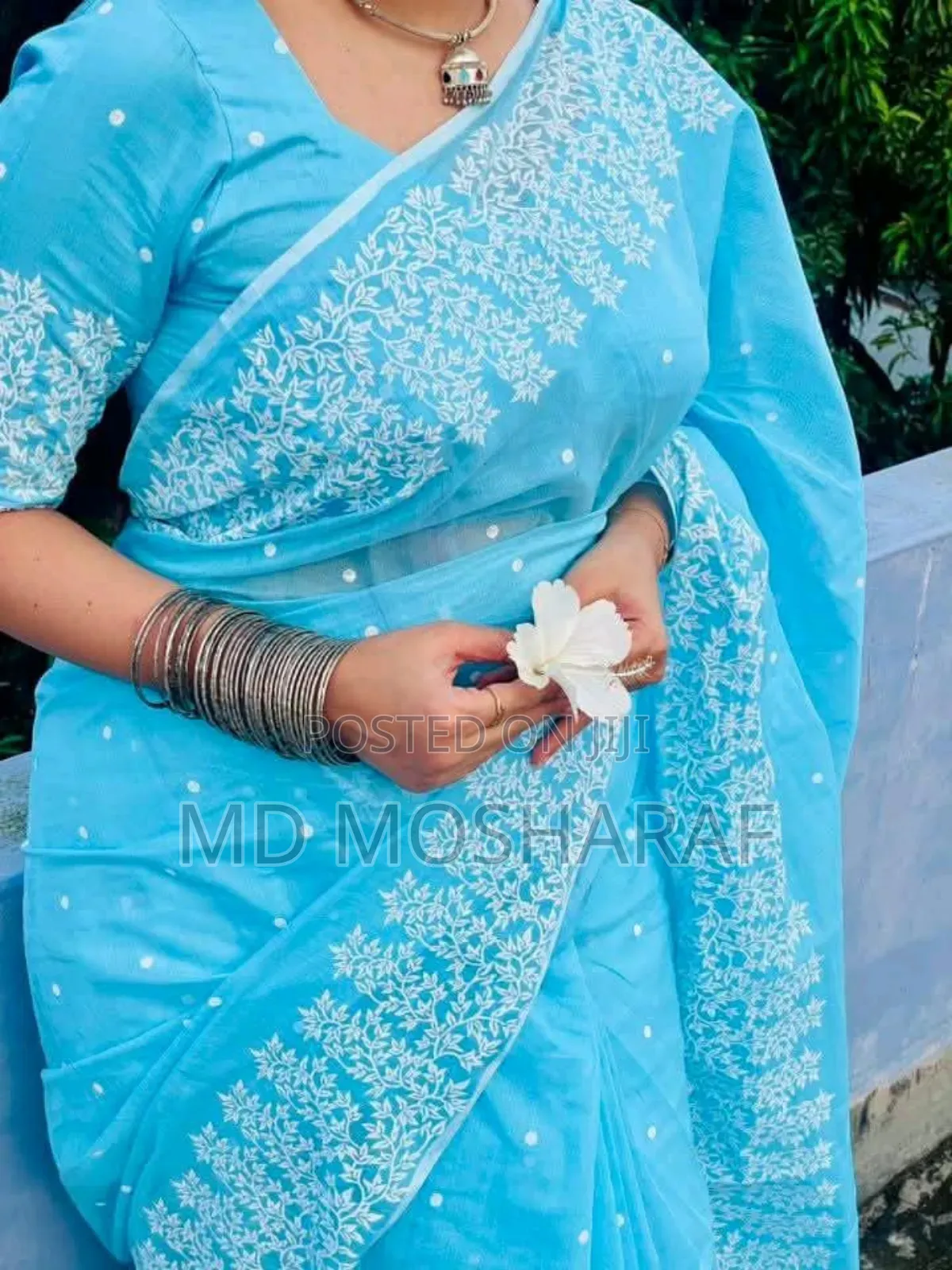 Half Silk Block Print Sharee