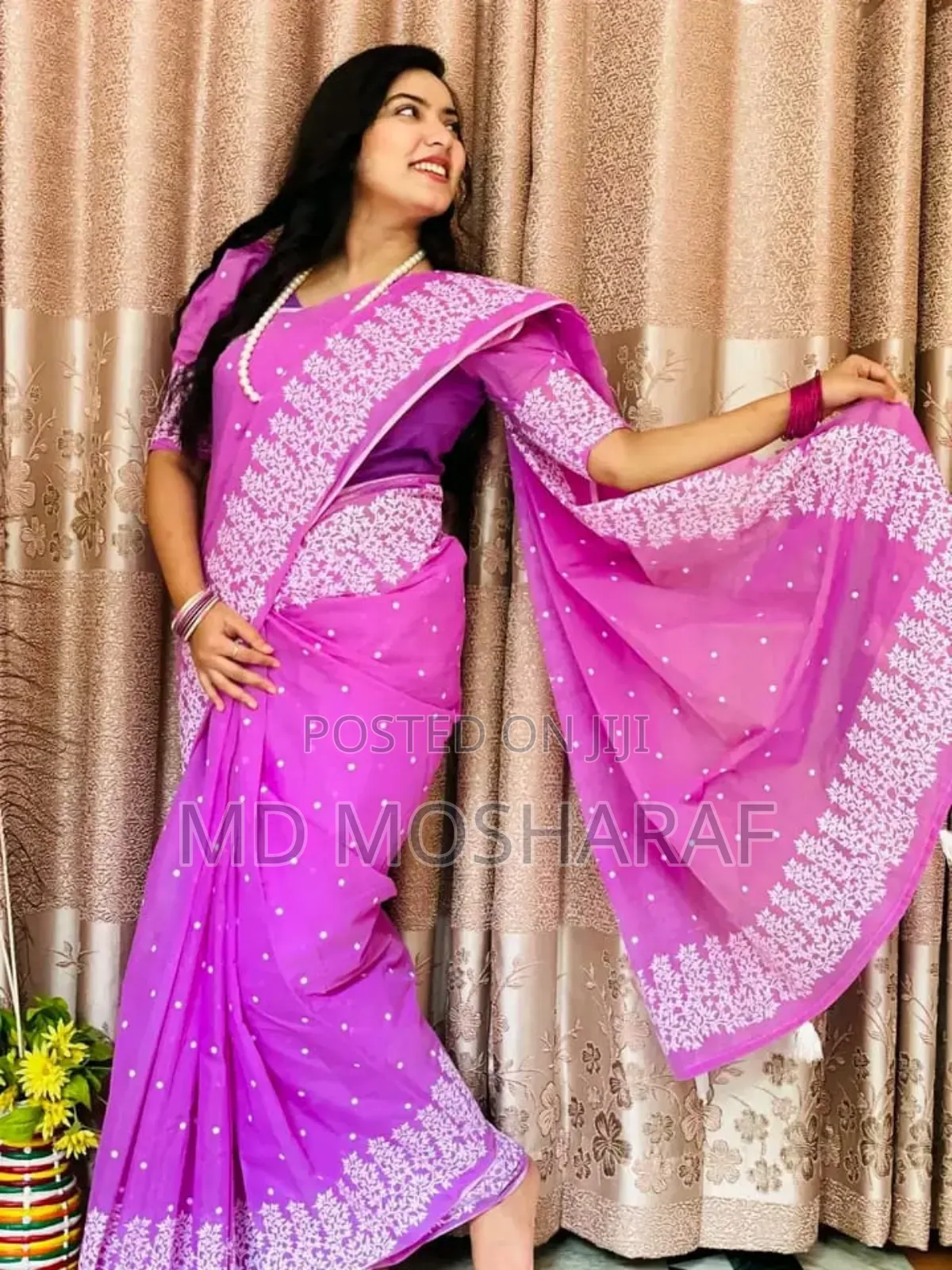 Half Silk Block Print Sharee