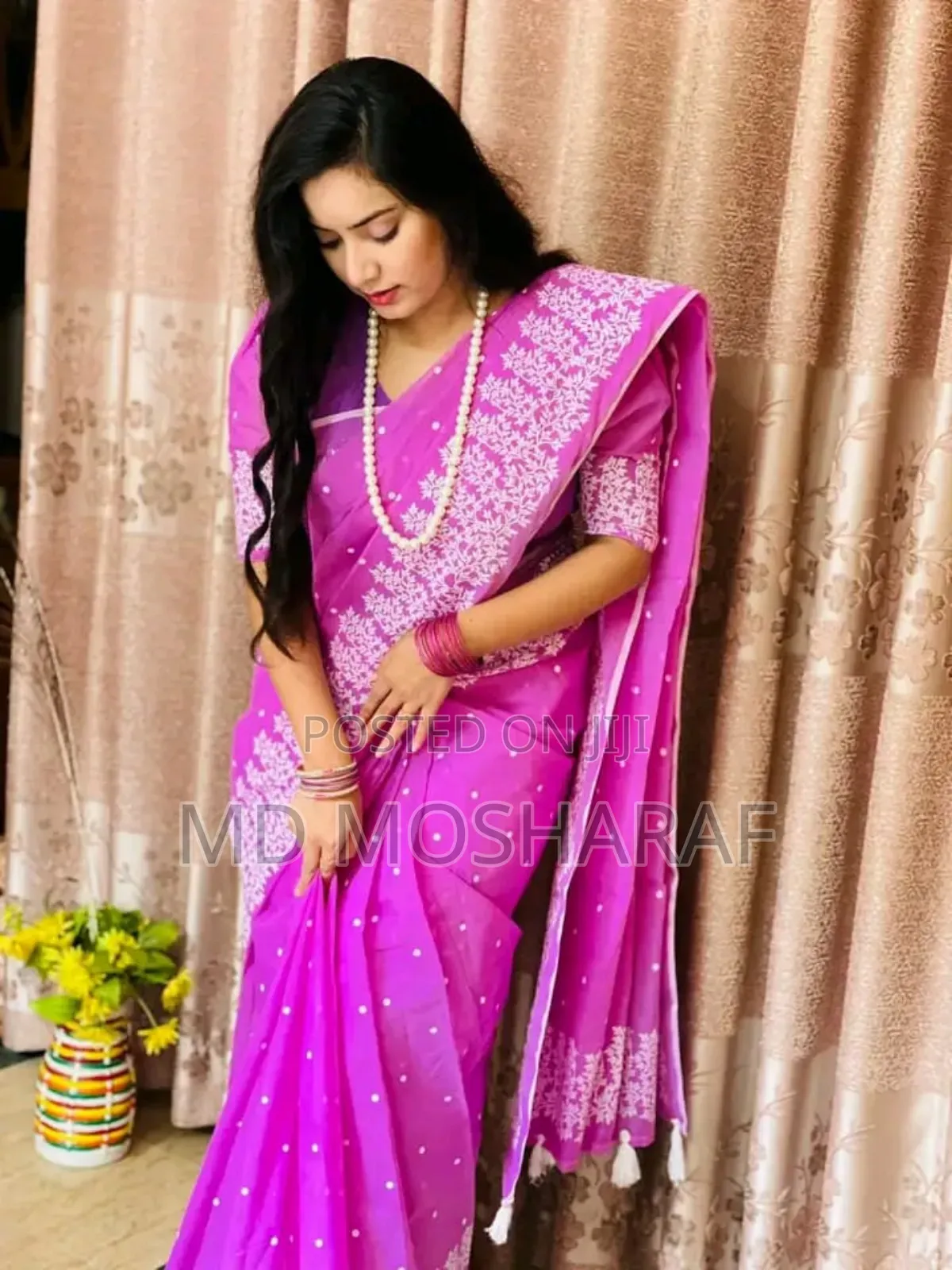 Half Silk Block Print Sharee