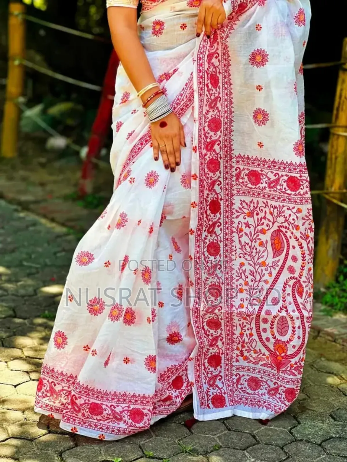 Half Silk Block Print Sharee