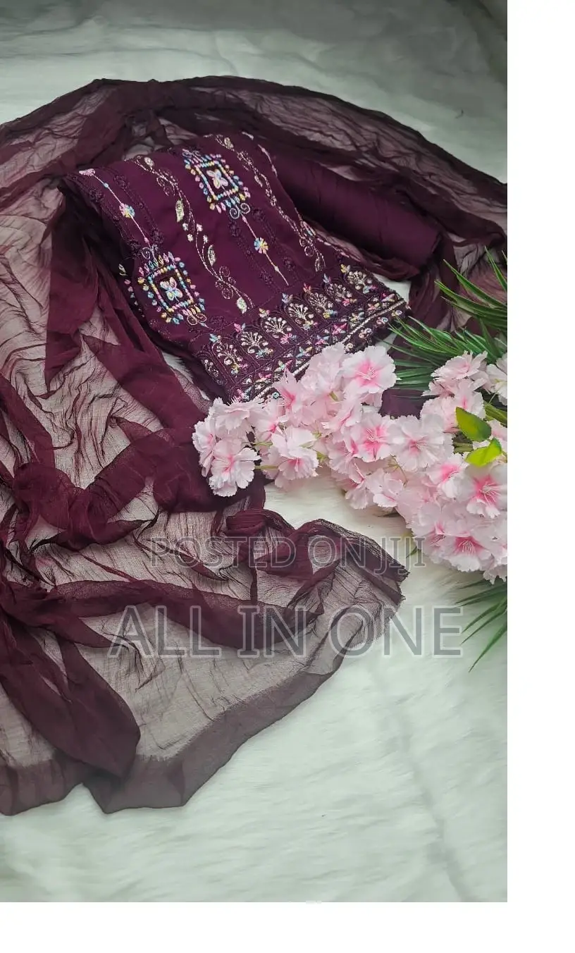 ইন্ডিয়ান আনস্টিচড জর্জেট থ্রি পিস JHG RTGF