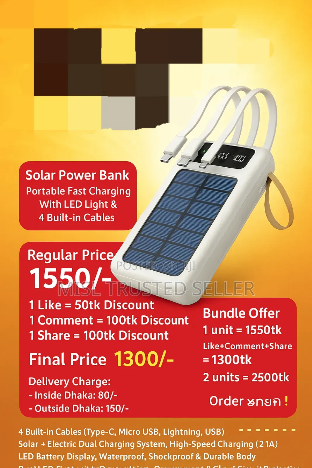 Solar Power Bank 10000mah