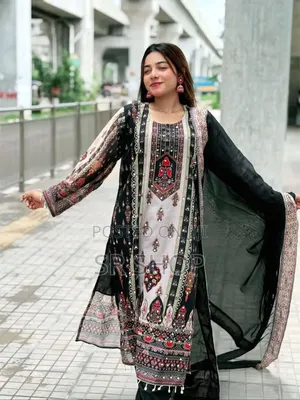 Photo - Georgette Digital Print Mirror Work Dress Set