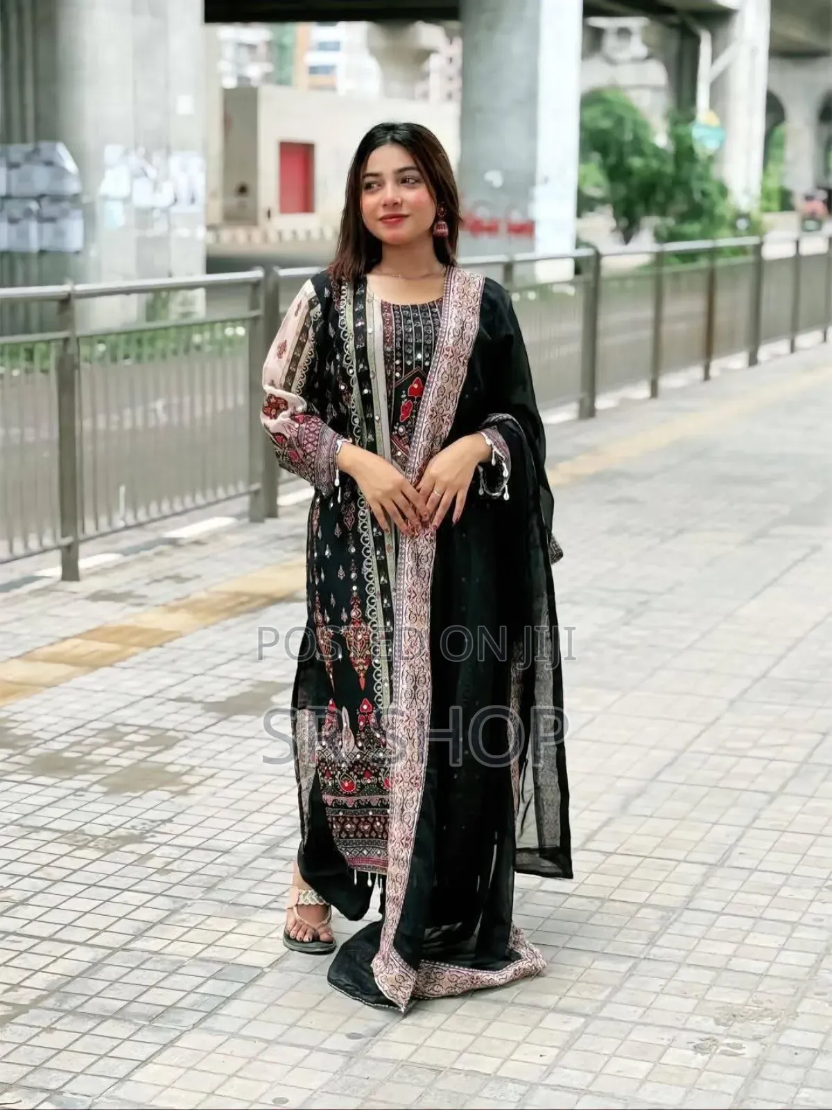 Georgette Digital Print Mirror Work Dress Set