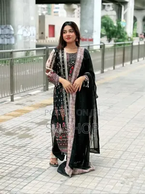 Georgette Digital Print Mirror Work Dress Set