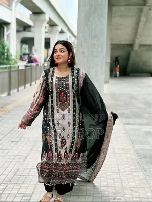 Georgette Digital Print Mirror Work Dress Set