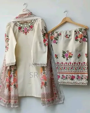 Soft Cotton Multicolor Embroidery Dress Set