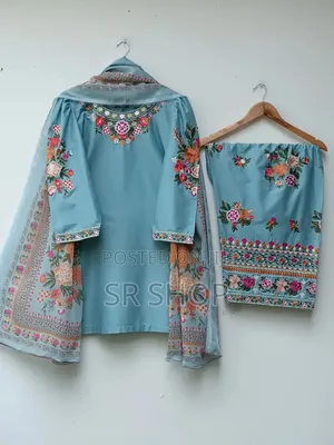 Soft Cotton Multicolor Embroidery Dress Set