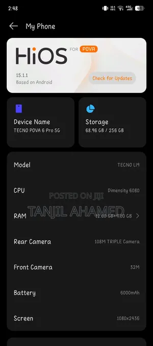 Tecno Pova 6 Pro 5G 256 GB Blue