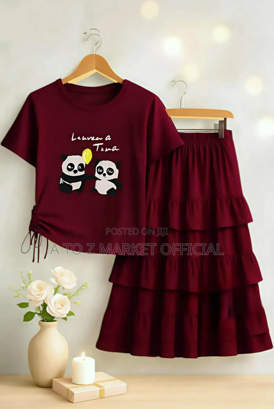 Skirt and Drop Shoulder Set