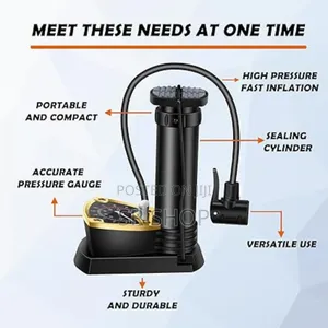 Pressure Gauge 140psi, Aluminum Alloy Bike Foot Pump