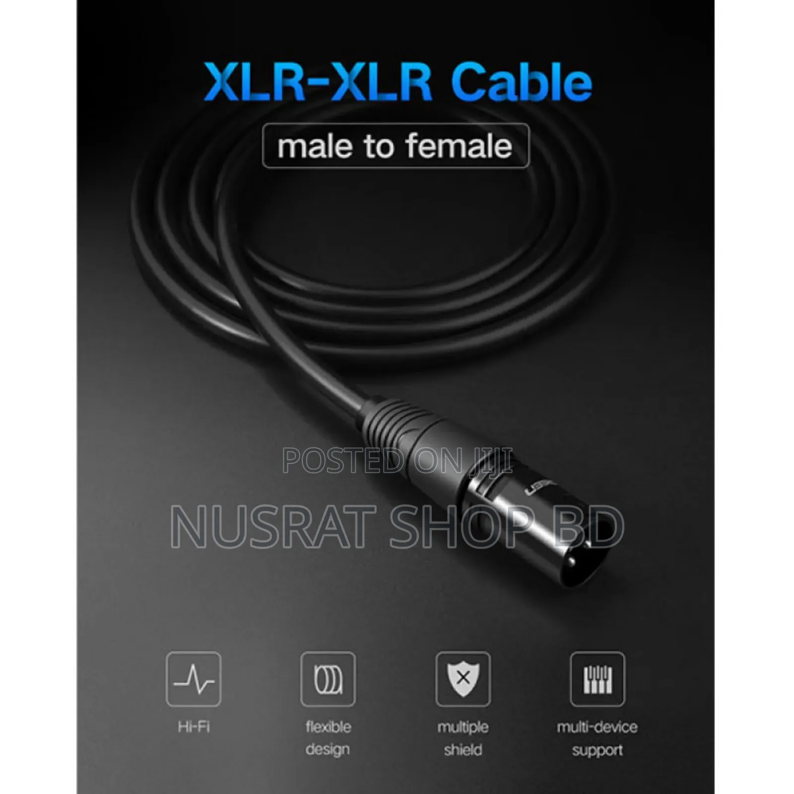 Ugreen Av130 (20714) Cannon XLR Male to Female Extension Cable - 10m