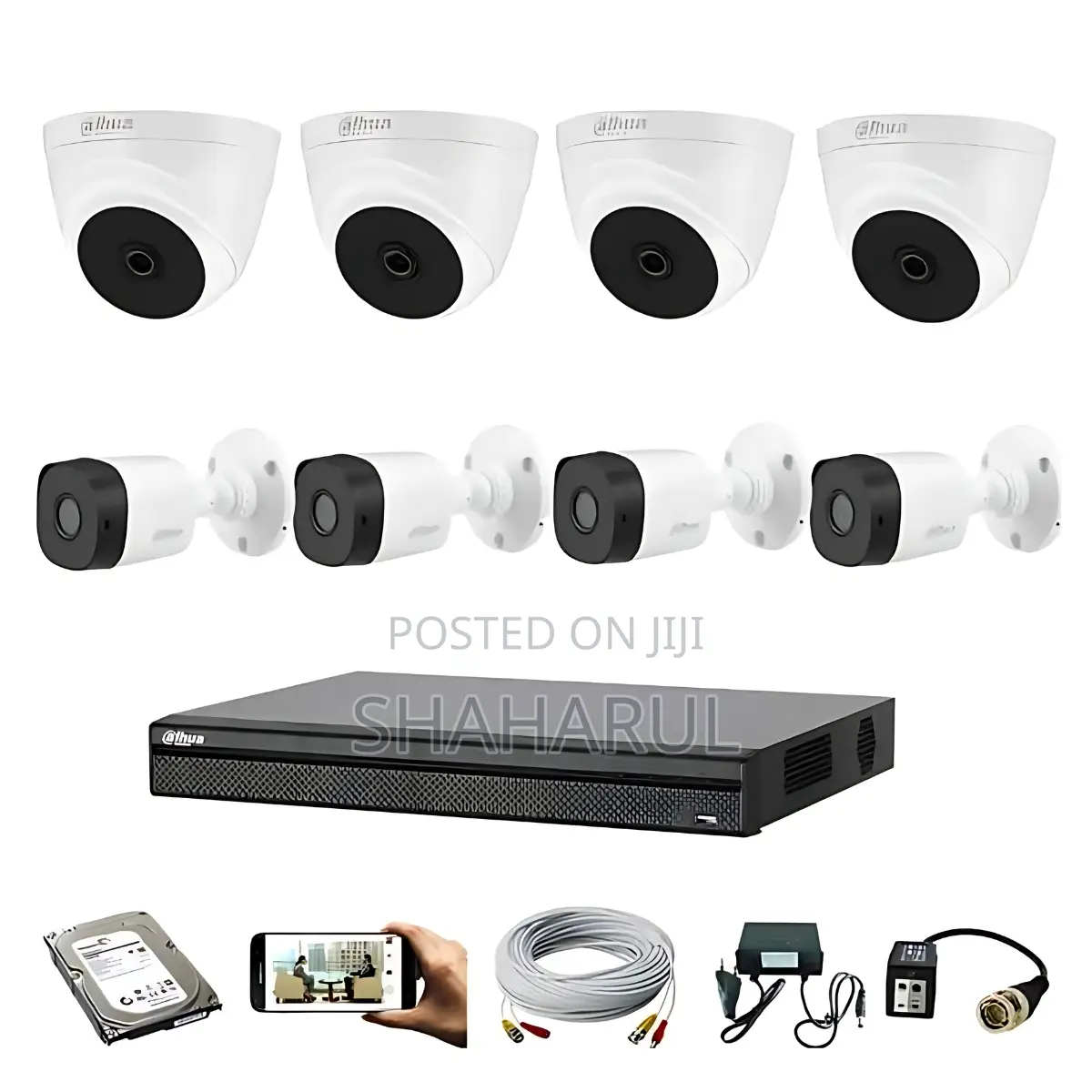 Dahua -8 PCS Set Full Color CCTV Camera Package (2mp-1080p Camera)