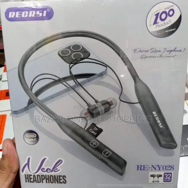 Recrsi Re-Ny028 Hanging Neckband Earphone - Black 10820