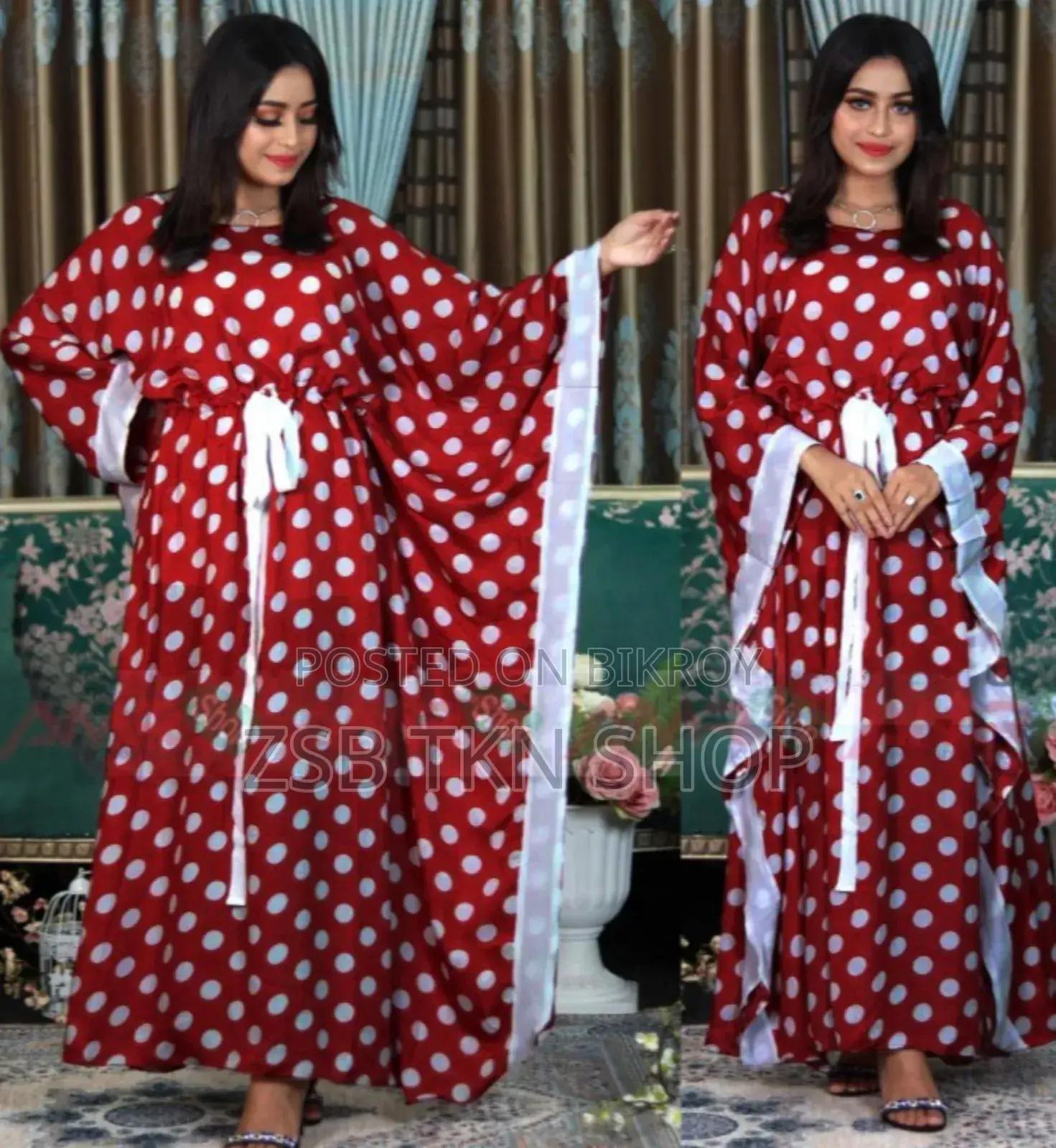 Stylish Dot Print Kaptan Dress