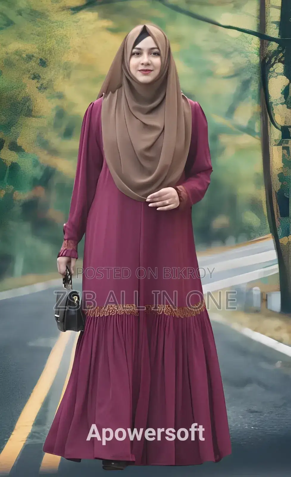Asfia Lace Waist Burqa With Hijab