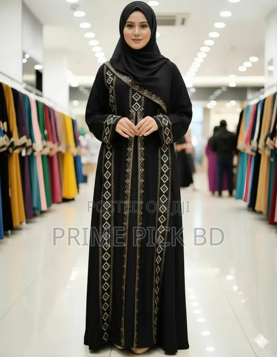 Stone Borka With Hijab স্টোন ও এমব্রয়ডারি ডিজাইন বোরকা ও হিজাব সেট