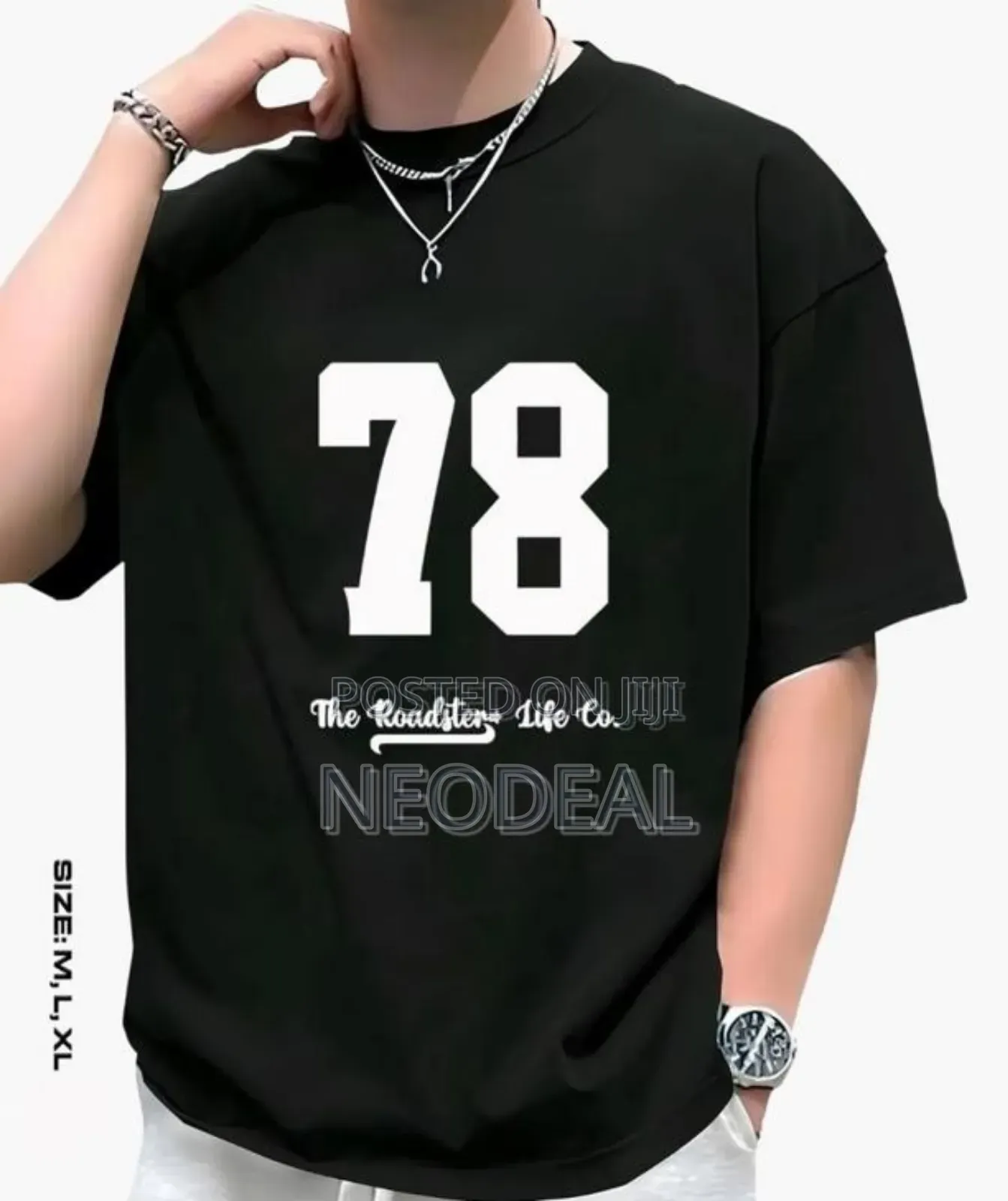 Solid Colour Drop Shoulder T-shirt for Men
