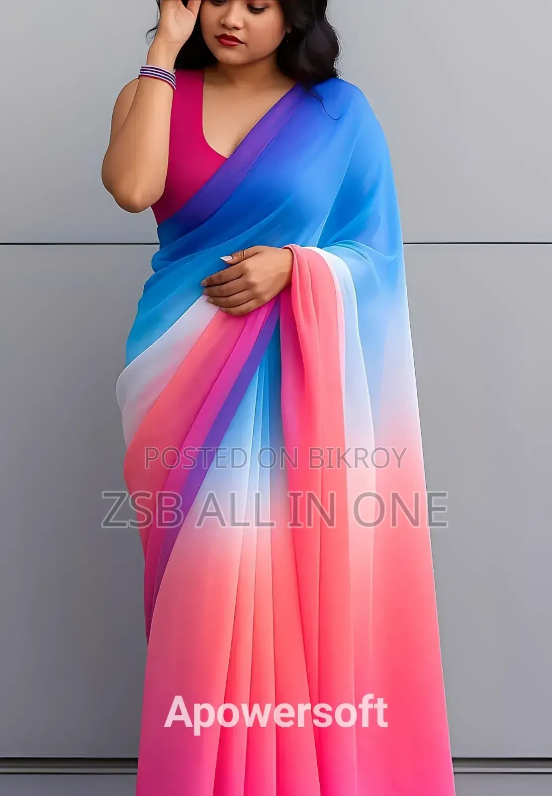 Rainbow Georgette Saree JDHH FVJVBF