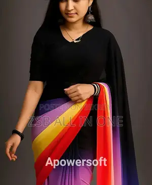 Rainbow Georgette Saree JDHH FVJVBF