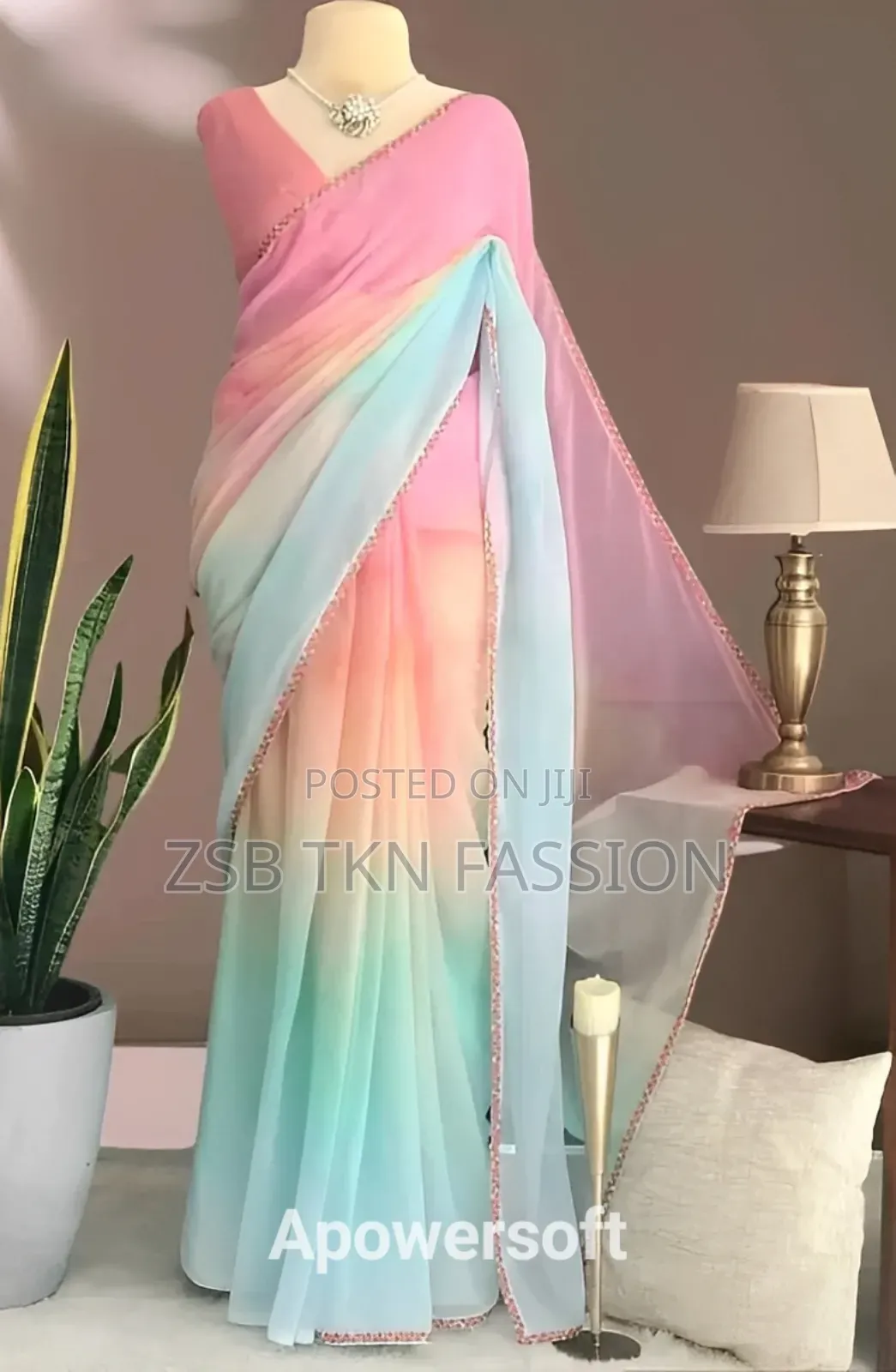 Elegant Lace Work Georgette Saree FJGG JXVJH FJCB