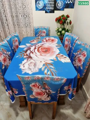 Premium 3d Velvet Dining Table Chair Cover Set