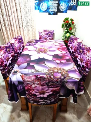 Premium 3d Velvet Dining Table Chair Cover Set