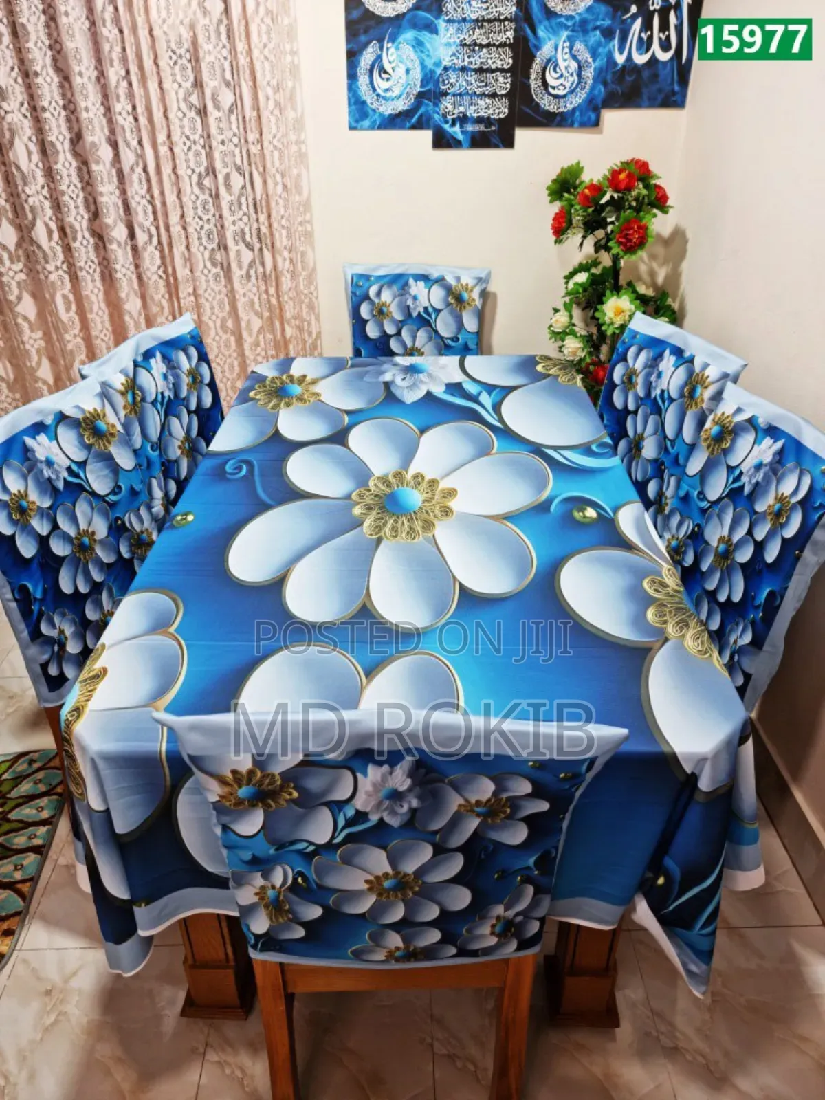 Premium 3d Velvet Dining Table Chair Cover Set