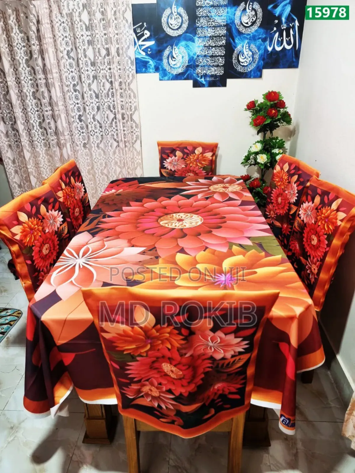 Premium 3d Velvet Dining Table Chair Cover Set