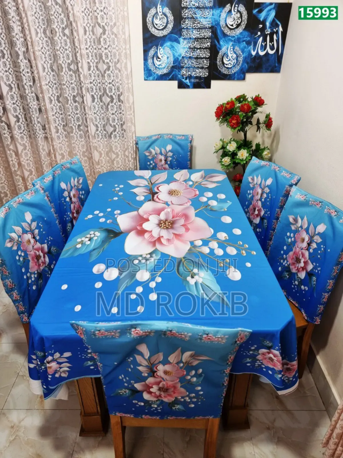 Premium 3d Velvet Dining Table Chair Cover Set